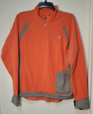 The North Face Summit Series Womens XL Fleece Pullover 1/4 Zip Orange Gray